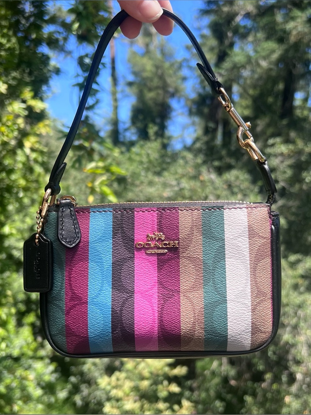 COACH Nolita 15 Rainbow Stripe Print C6021 AUTHENTIC